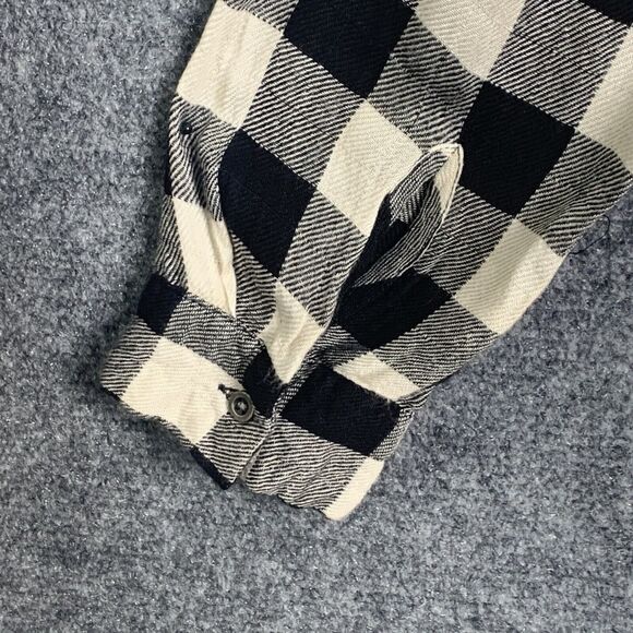 Jane & Delancey B&W Check Rayon Light Flannel Shirt Women M Long Sleeve Soft - Picture 8 of 13